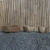 Product image 2 of the product “Salad bowls round, wide from teak root wood, Set of 3. Sizes: L: 25x25x9cm H. M:20x20x8cm H. S: 15x15x7cm H. ”